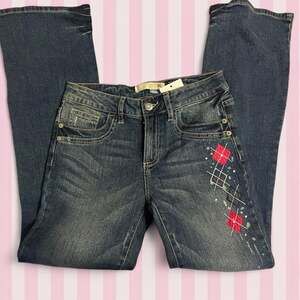 Route 66 Embroidered Argyle Bootcut Jeans